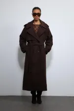 Antioch Kahve Oversize Kemerli Kaban