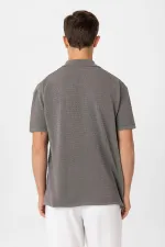 Antioch Grey Polo Collar Textured Men's Knit T-Shirt