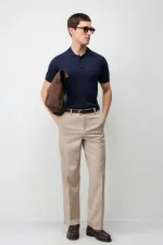 T-shirt à col polo slim confortable bleu marine Antioch pour homme