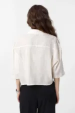 Chemise texturée courte Antioch écru pour femme