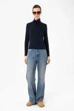 Antioch Lacivert Kadın Boğazlı Triko Kazak