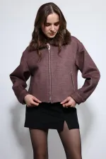 Veste Antioch bordeaux en laine mélangée à col en fausse fourrure