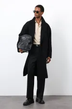 Antioch Black Wool Blend Oversize Men's Coat