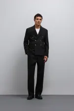 Antioch Siyah Kruvaze Erkek Blazer Ceket