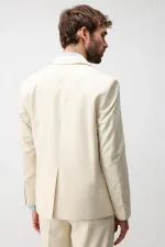 Antioch Ekru Kruvaze Relaxed Fit Erkek Blazer Ceket Antioch Ekru Kruvaze Relaxed Fit Erkek Blazer Ceket