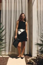 Antioch Black Linen Blend Women's Mini Dress