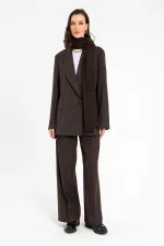 Antioch Coffee Women's Striped Oversize Blazer Jacket