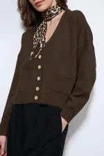 Antioch Kahve Yün Karışımlı Hırka