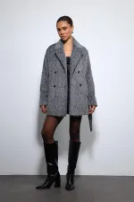 Antioch Antrasit Kısa Suni Kürklü Kaban