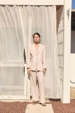 Antioch Beige 100% Linen Women's Blazer Jacket