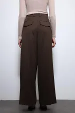 Antioch Koyu Kahve Pileli Palazzo Kadın Pantolon