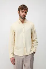 Antioch Yellow Linen Blend Relaxed Fit Men's Shirt