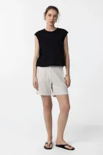 Antioch Siyah Bağcıklı Örgü Dokulu Kadın Top