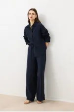 Pantalon Antioch bleu marine en modal mélangé pour femme