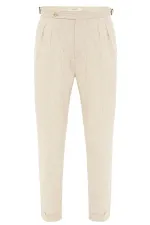 Pantalon homme Antioch Stone taille haute en lin mélangé à double ourlet