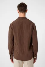 Antioch Coffee Striped and Textured Men's Shirt