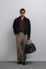 Antioch Siyah Fermuarlı Suni Süet Erkek Mont