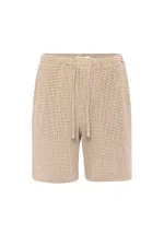 Antioch Beige Textured Relaxed Men's Shorts