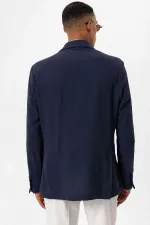 Antioch Navy Blue Unlined Men's Blazer Jacket with Patch Pockets