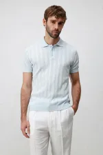 Polo garçon Antioch Bebe bleu en maille texturée