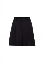 Antioch Siyah Yüksek Bel Pensli  Kadın Bermuda Şort