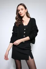 Gilet Antioch noir en laine mélangée