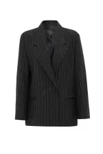 Antioch Black Women's Striped Oversize Blazer Jacket