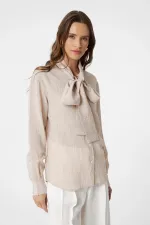 Antioch Beige Collar Women's Shirt with Scarf