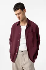 Antioch Bordo Modal Kumaş Relax Fit Erkek Gömlek