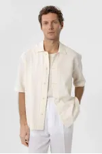 Chemise à manches courtes pour homme Antioch en coton jacquard texturé écru