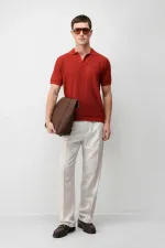 Antioch Kırmızı Premium Dokulu Erkek Triko T-Shirt