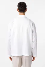 Chemise homme Antioch en lin mélangé blanc, coupe décontractée