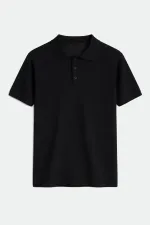 T-shirt homme Antioch noir en maille texturée à col polo