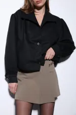 Blouson aviateur Antioch noir effet daim pour femme