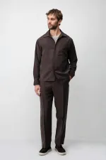 Chemise homme Antioch marron foncé en mélange de lyocell à col large