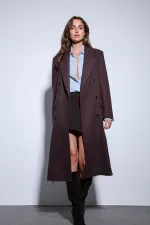 Antioch Coffee Belted Double-Breasted Women's Coat