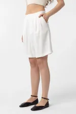 Antioch Ekru Pilili Kadın Bermuda Şort