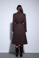 Antioch Coffee Belted Double-Breasted Women's Coat