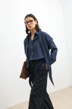 Antioch Lacivert Mendil Detaylı Kadın Gömlek