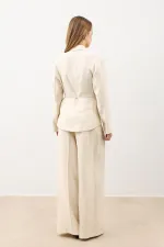 Antioch Cream Draped Slim Jacket