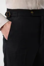 Antioch Black 100% Linen Italian Cut Men's Trousers