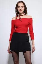 Haut Antioch rouge à épaules dénudées