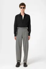 Antioch Gri Yüksek Bel Kemerli Erkek Pantolon