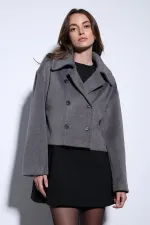 Manteau court croisé anthracite Antioch pour femme