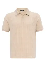 Antioch Bej Slim Fit Polo Yaka Erkek T-Shirt