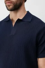 Antioch Lacivert Premium Dokulu Erkek Triko T-Shirt