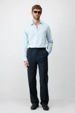 Chemise homme Antioch Bebe bleue en lin mélangé, coupe décontractée