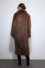 Manteau long en fausse fourrure Antioch Coffee