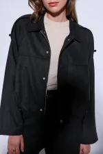 Antioch Siyah Süet Görünümlü Bomber Kadın Mont