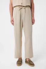 Antioch Beige Linen Blend Men's Jogger Pants